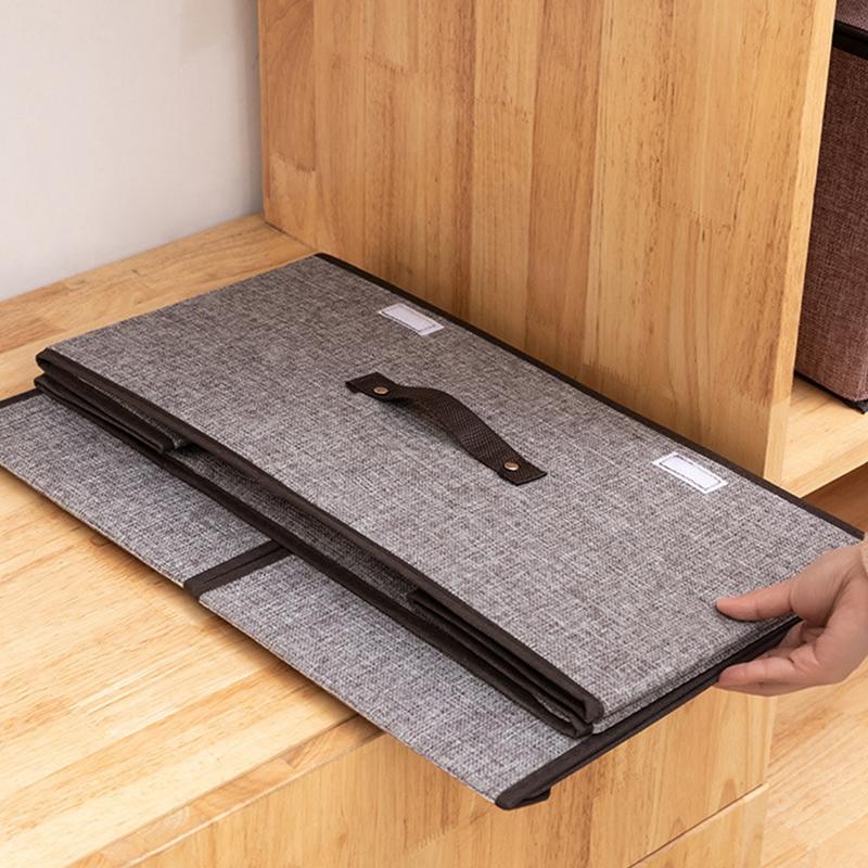 Cotton Linen Fabric Double Lid Foldable Storage Box Sundry Organiser Storage Box