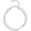 ZLF Silver Pearl Bracelet, Stackable Chain Bracelet, 16+3cm