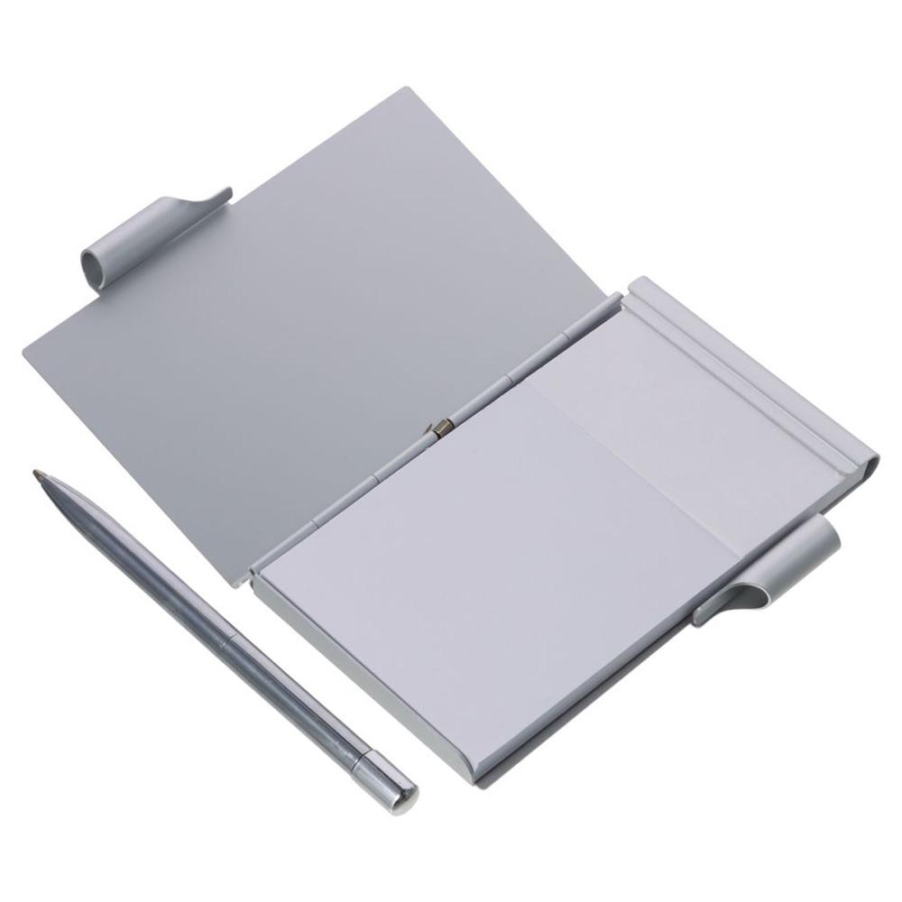 Metal Pocket Notebook Aluminum with Pen and Refillable Paper Mini Notepad Portable Travel Notepad with Pen Holder