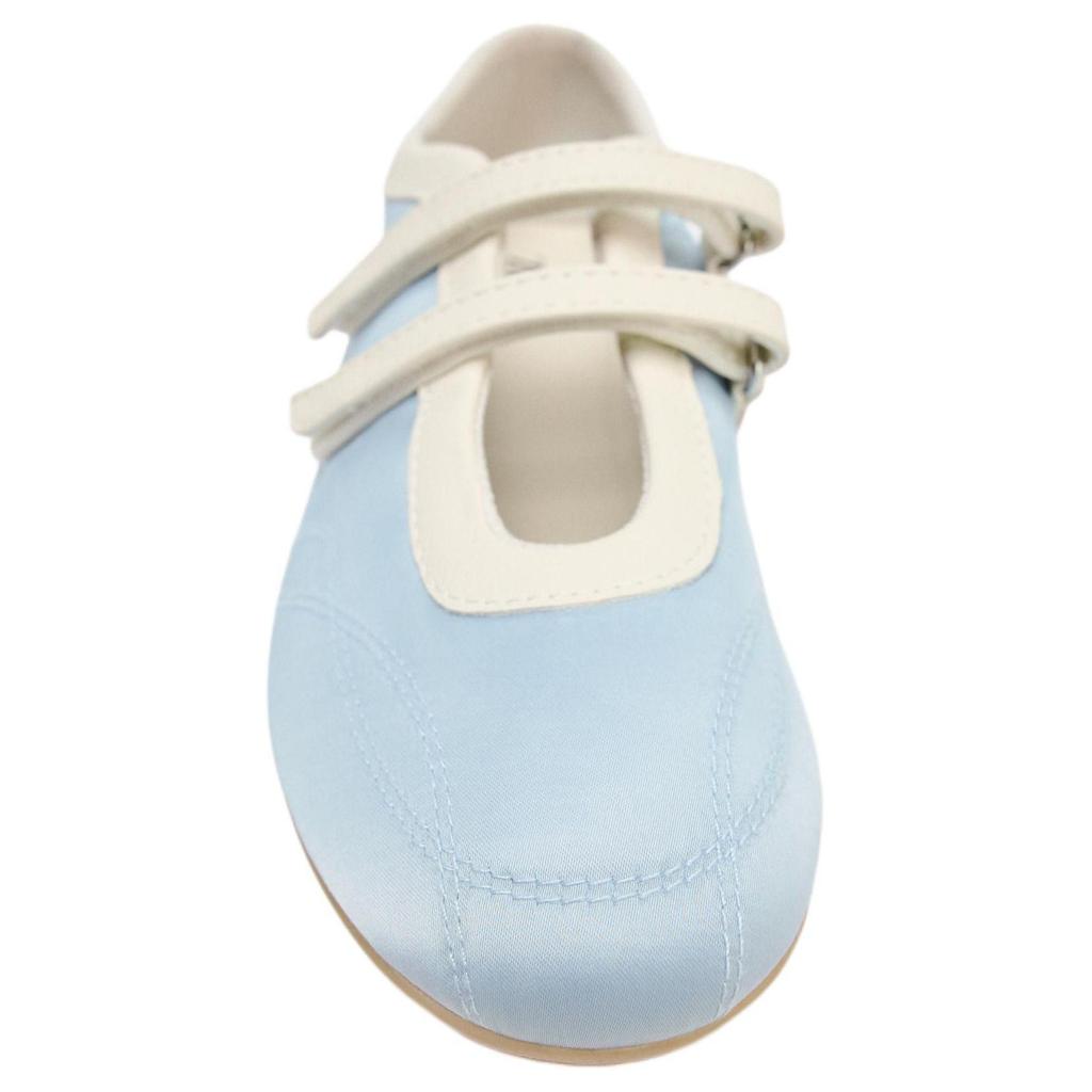 Zara Lightweight Elegant Comfortable Simple Satin Effect Stitched Detail Ballet Casual Flats Women flats Ocean-Blue 15206510-38