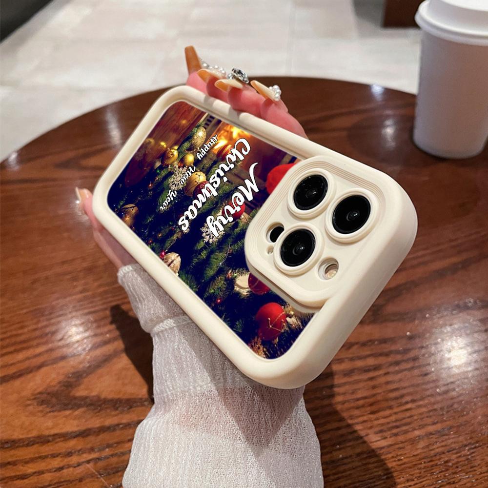 N114 Merry Christmas Desig Art Happy New Year Soft Angel Eyes Phone Cases for iPhone 16 15 14 13 11 Pro Max 8 7 6s Plus 12 XR XS Max Shockproof Cover