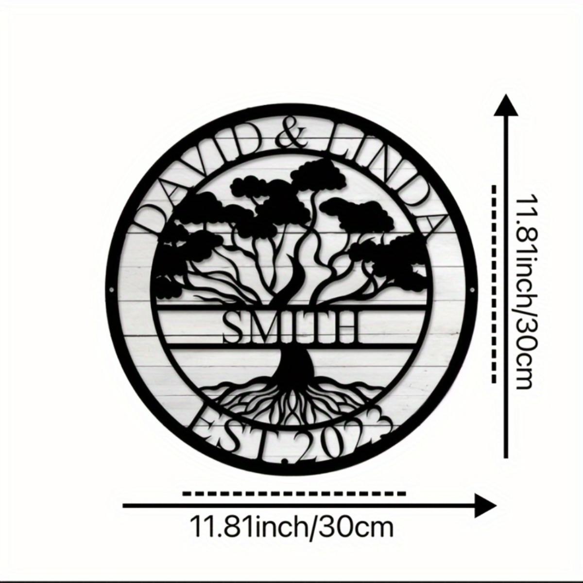 

Custom Tree of Life Metal Wall Art, Personalized Family Name Sign for Indoor Outdoor Decor M чёрный