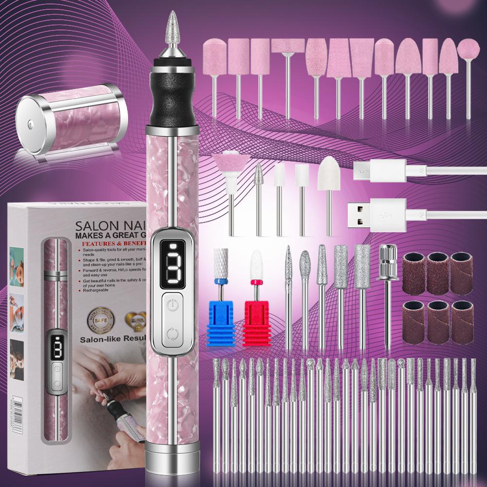 20000RPM Nail Polishing Machine Professional Nail Drill Multiple Gears Low Noise Nails Sander File Set For Manicure Salon Tools