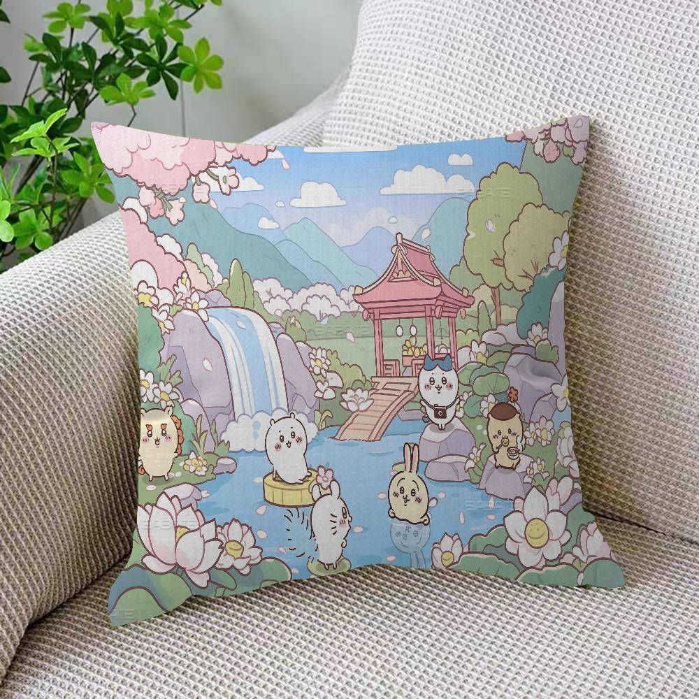 Cute Cartoon C-Chiikawas Pillow Cushion Cover Pillowcase Living Room Sofa Home Decor