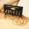 2024 Fashion Vintage Gold Color Big Circle Hoop Earring Set For Women Elegant Geometric Twisted Butterfly Earrigns Jewelry Gifts
