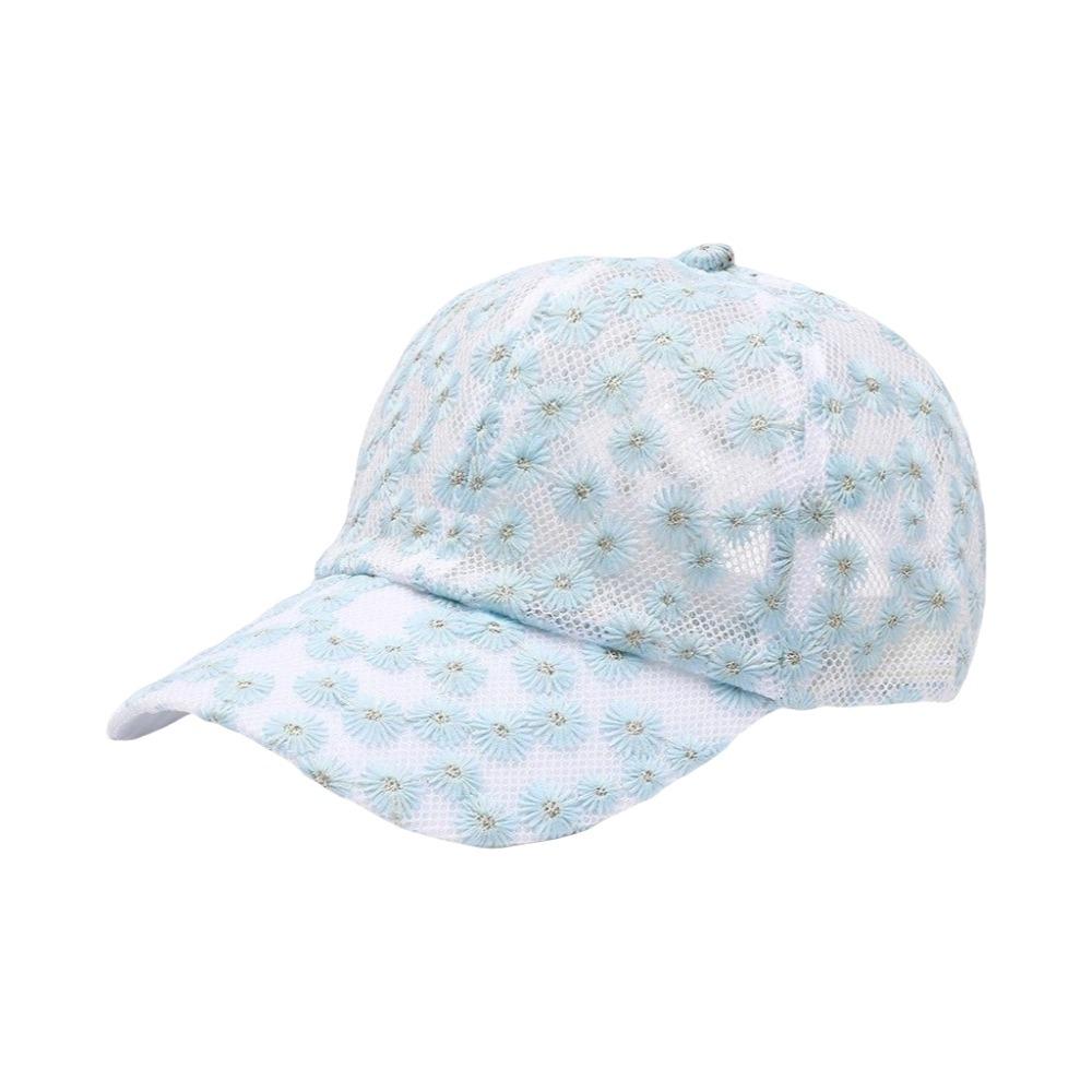 Embroidered Flower Baseball Cap Breathable Mesh Peaked Hat Casual Visors Cap Women