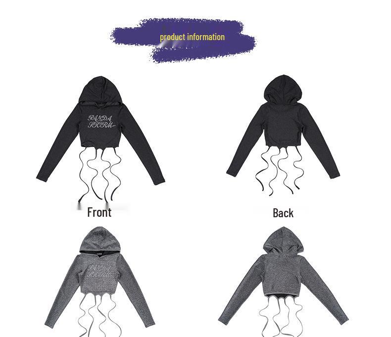 Girls' Sparkly Jazz Dance Long-Sleeve Outfit: Fashionable Street Dance T-shirt & Pants Set