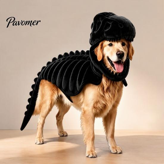 Costume Cosplay Animale Carino Costume Scheletro Dinosauro per Animali Domestici, Vestito di Halloween per Cani, Poliestere Morbido Divertente per Cani Gatti, Abbigliamento Trick or Treat Gatto