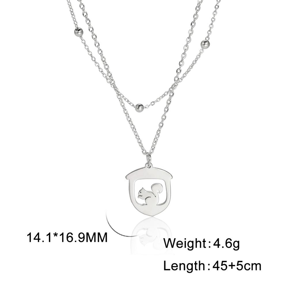 Cazador Dog Cat Four Leaf Clover Pendant Necklace for Women Stainless Steel Compass Angel Choker Double Chain Neck Jewelry 2026