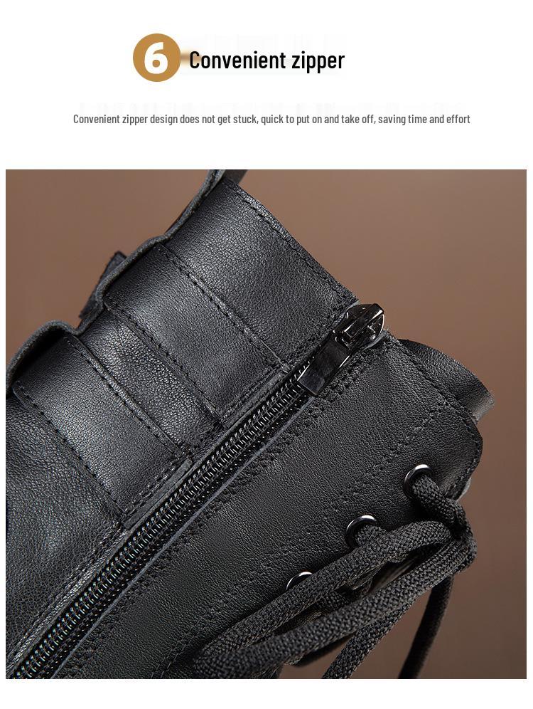 Women's Thick Sole Soft Cowhide Martin Boots with Inside Heel - 2025 Autumn/Winter Fashion Versatile Short Boots