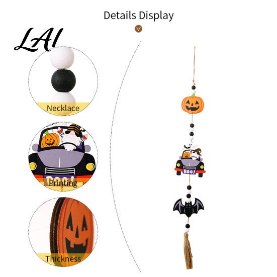 Childrens Room Spooky Accents Halloween Beaded Hanging Sign Witch Pumpkin Bat Pendant Garland for Entrance Door Sign Door Festive Home Party