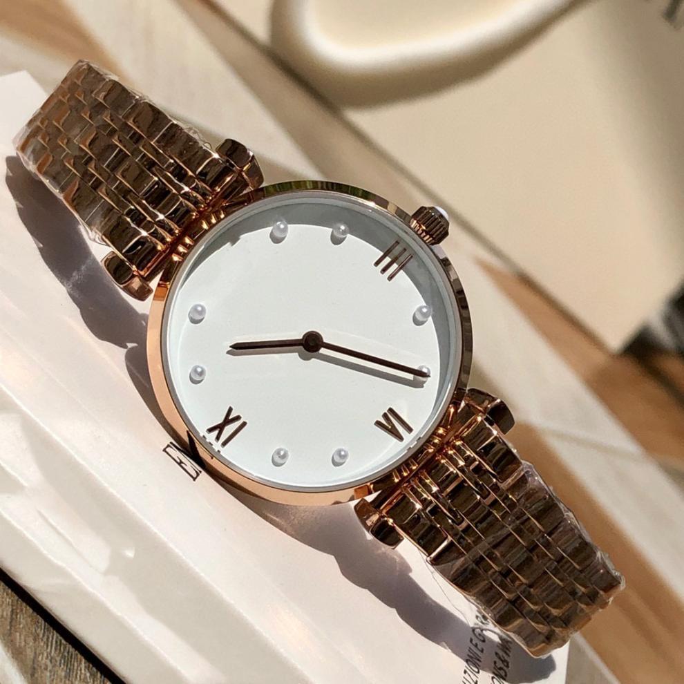 Armani AR11092 Women's Moon Phase Quartz Watch, High-End Fashionable Waterproof Steel Band with Pearl Accents