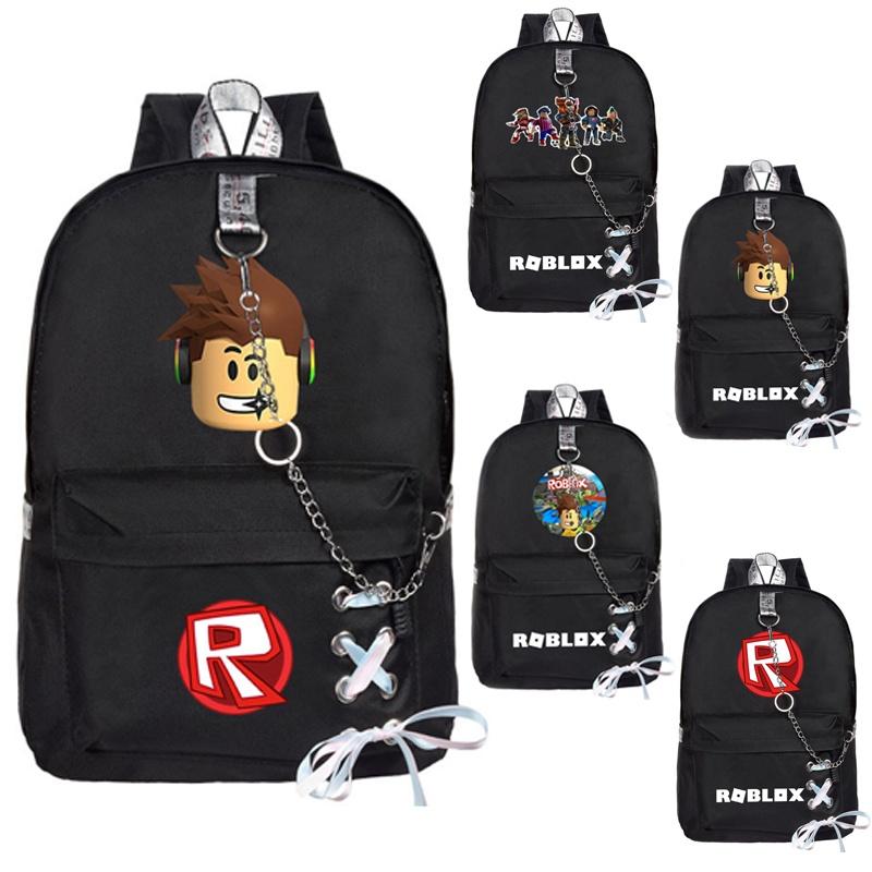 Mochila Roblox em Tecido Oxford Estampado Com Design Único de Corrente Para Estudantes