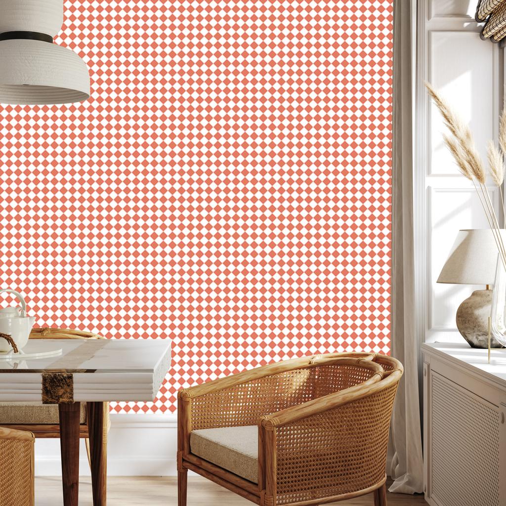 Wallpaper Geometric rhombuses background coral, center coral 50x1000