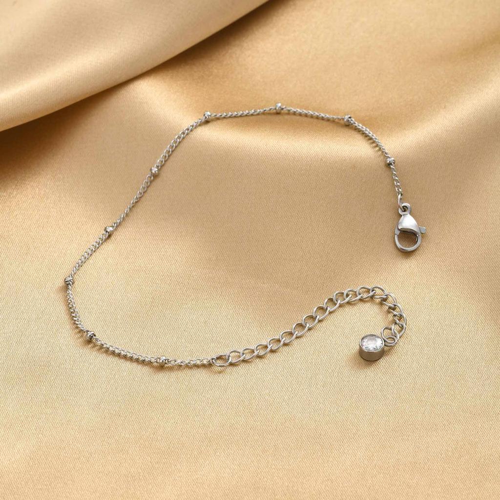 Vnox Trendy Minimalist Silver Color Ball Chain Bracelet Jewelry for Women, Thin Beads Chain Bracelet Do not fade not allergic