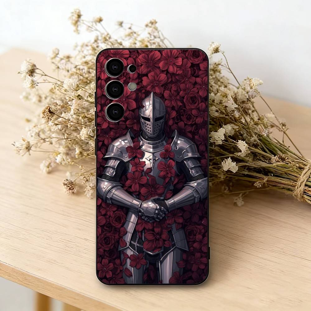 

Dark Romanticism Knight & Roses Phone Case For Samsung S25,S24,S21,S22,S23,S30,Ultra,S20,Plus,Fe,Lite,Note,10,Black Cover Samsung S24Plus