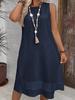 2025 Women's Plus Size Elegant Solid Color Sleeveless Summer Dress