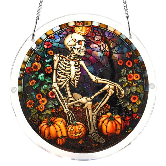 Cattura Sole Puzzle Acrilico, Kit Puzzle Cattura Sole Stile Vetro Colorato di Halloween, Ornamento da Appendere a Finestra Gotico per Casa, Giardino