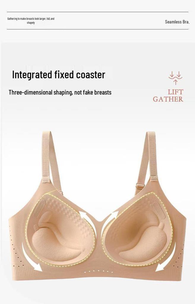 Red & White Plaid Push-Up Bra: Enhances Size, Gathers Underarm Fat, Prevents Sagging