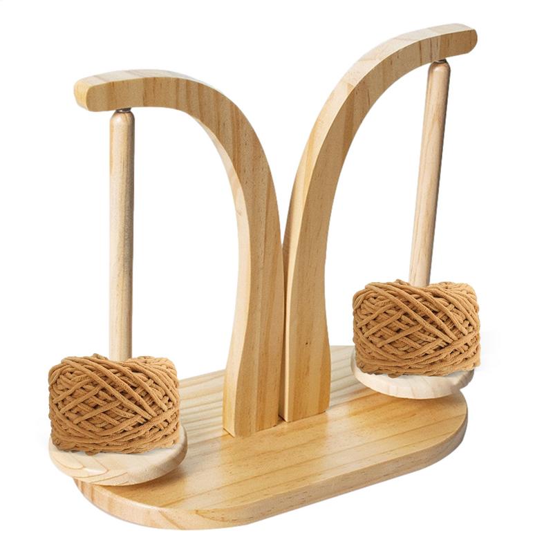Hot Magnetic Double Yarn Holder Spinner Rotating Pendulum Knitting Stand Wooden Crochet Yarn Spindle Sewing Tool