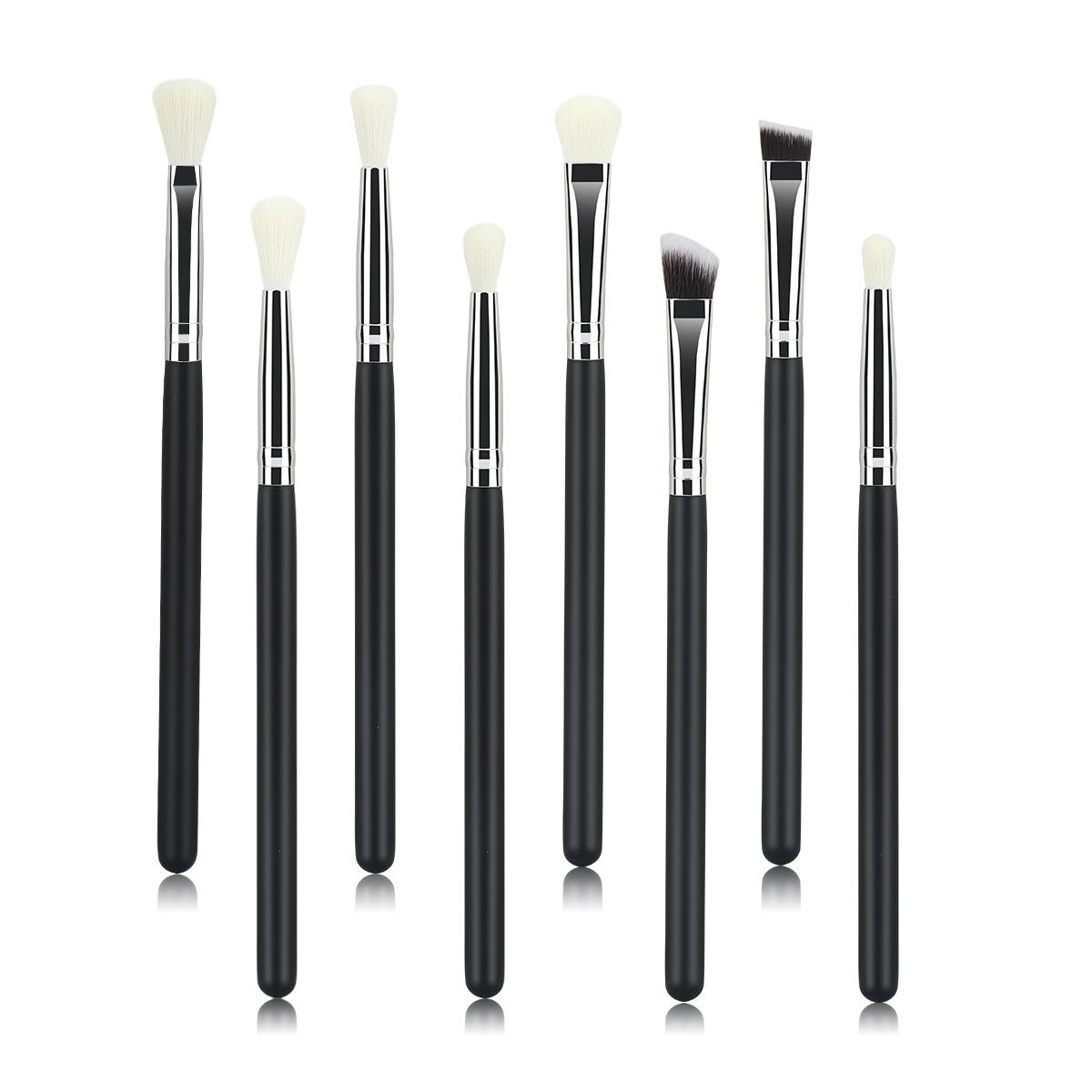 New 8 eye eyeshadow makeup brush set, wooden handle large medium small eyeshadow brush imitation wool makeup brush