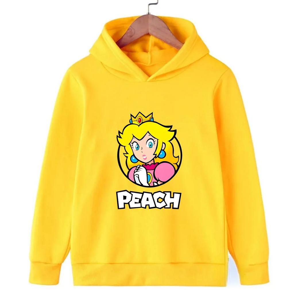 Children's Hoodie Princess Peach Mario Cute Kids Clothing Long Sleeve Hoodie Comfortable Winter Pullover