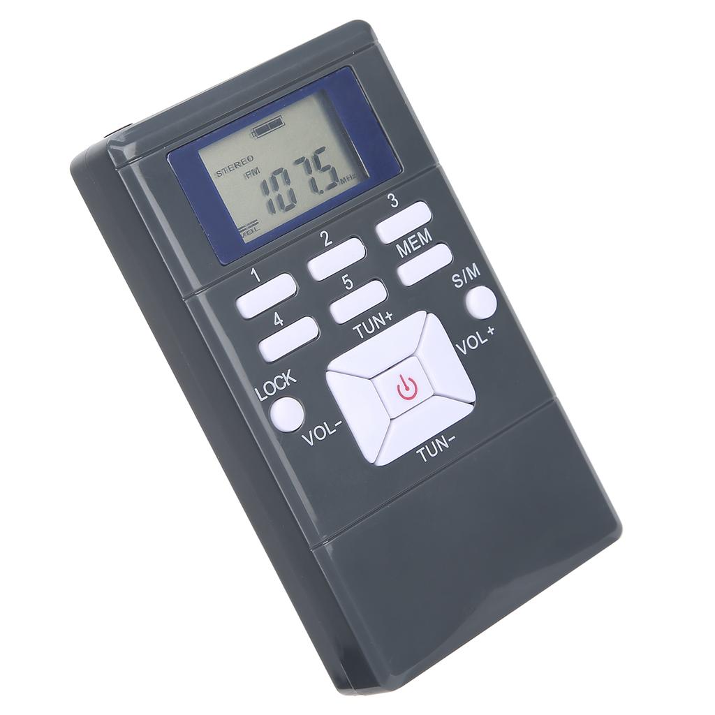 QQT102 Professional Radio Mini Portable FM Stereo Receiver with LCD Display EarphoneDark Gray