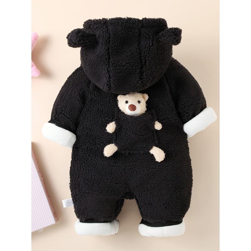 [Warmer Jumpsuit] Warmer Jumpsuit mit Kapuze, Baby Winterkleidung | Neugeborenes Baby Bär Dekor, Babykleidung für Jungen und Mädchen