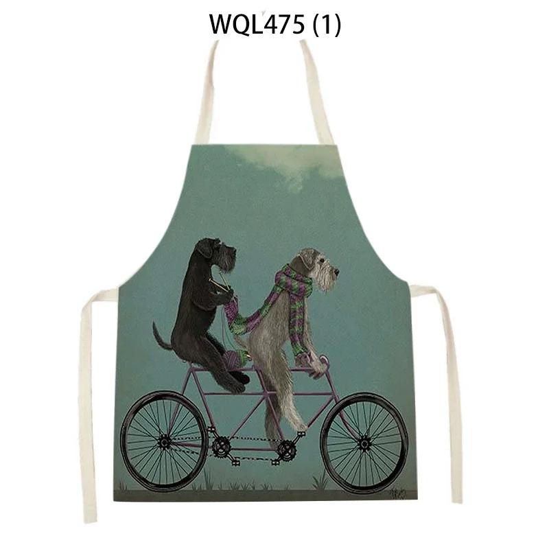Cartoon Dog Printed Sleeveless Kitchen Aprons Animal Rabbit Fox Pattern Cooking Baking Waist Bib Household Cleaning Pinafore