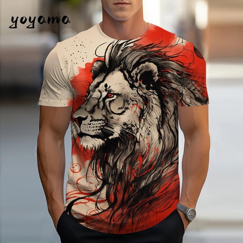 3D Tiger Men's T-Shirt Summer Outdoor Breathable Men Top Trendy Versatile Men's Clothing Casual Printed Men's Short Sleeve Shirt