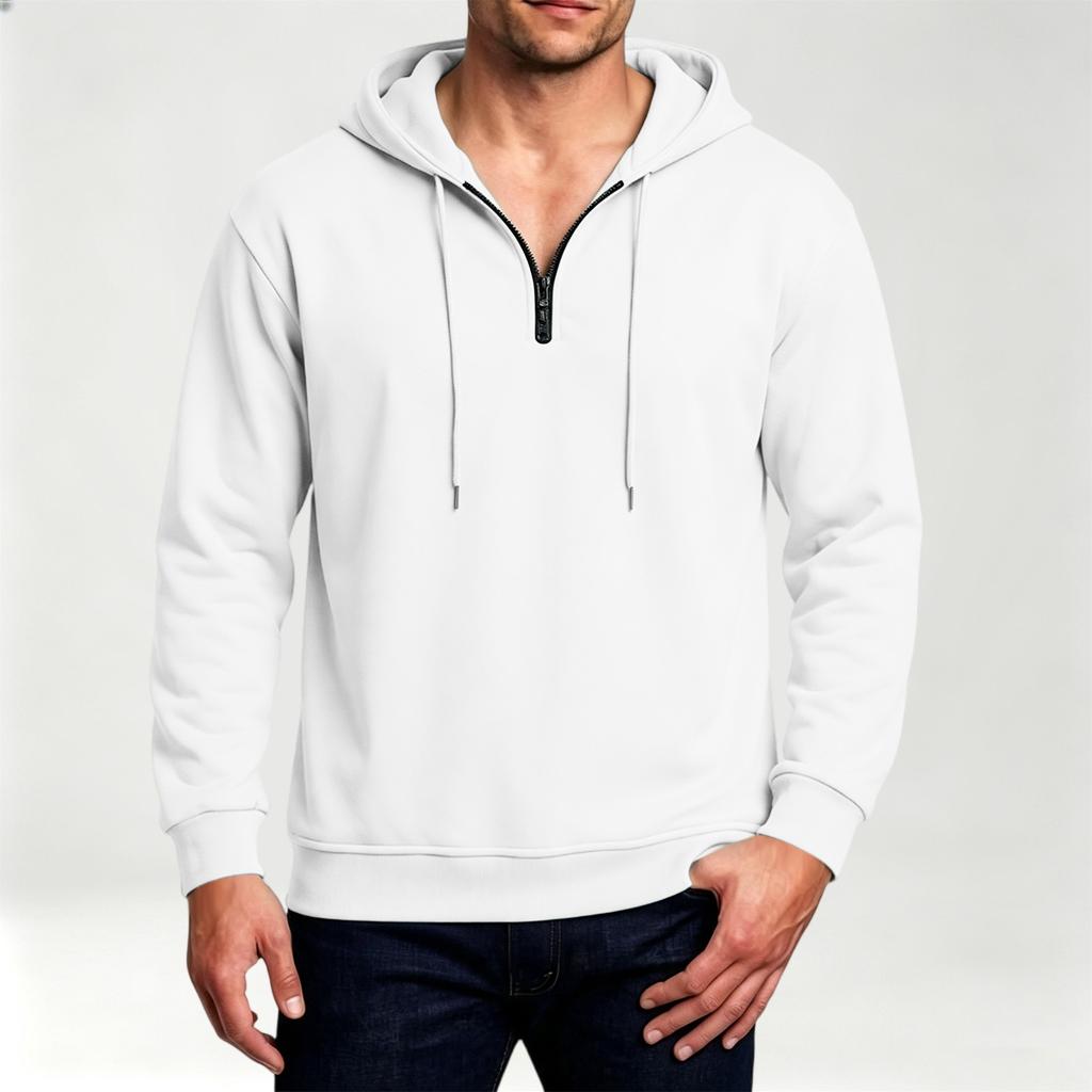 Casual Heren Sweatshirt met Kwartrits en Capuchon voor Dagelijks Gebruik