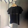 Women's Pink Rhinestone Letter Slim-Fit Round Neck Short Sleeve T-Shirt - Early Spring 2026 Arrival