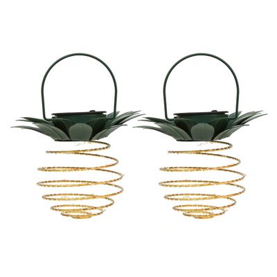 2Pcs Solar Light Pineapple Shape Outdoor Hanging Lanterns 60LED Energy Saving Solar Lights Landscape Pathway Patio Decor