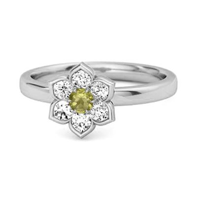 Peridot Floral Cluster Ring - 925 Sterling Silver