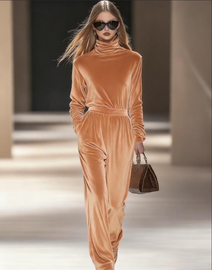 

2025 Euro-America Autumn/Winter Korean Velvet Casual Suit Set XXXL
