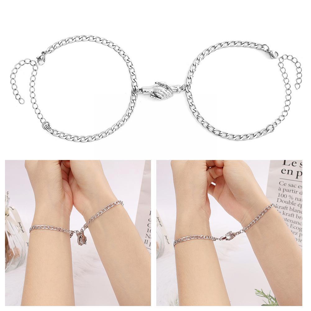 1 Pairs Couple Hold Hands Magnet Bracelets Decoration Friendship Chain Fashion Bracele Valentines Jewelry Gift For Women Me K9t3