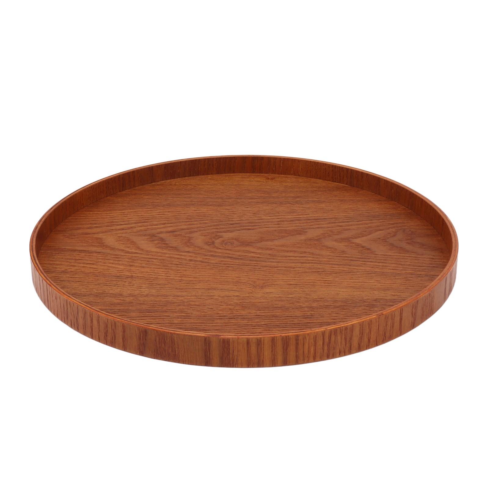 

Wood Serving Tray 11.8in Sturdy Wood Simple Elegant Round Multifunction Wooden Tea Tray for Cafe Office Dining Table L