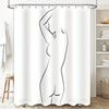 Abstract Human Figure Shower Curtain Minimalist Body Art Bathroom Decor Modern Washroom Curtain Liner Waterproof Home Textile