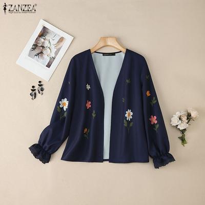 Women Floral Print Casual Long Sleeve Cardigan Blouse