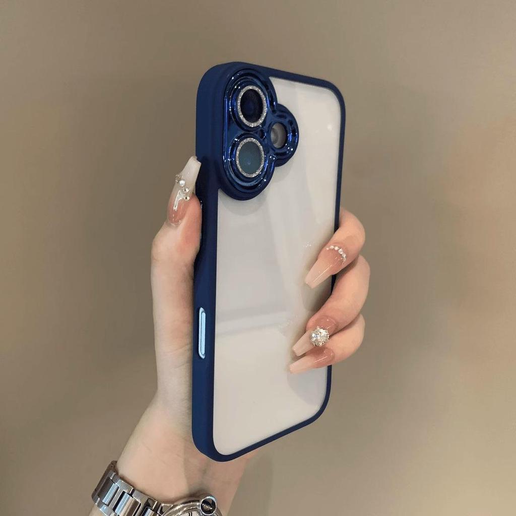 Luxury Acrylic Clear Case For iPhone 16 Pro Max Flash Diamond Lens Soft Silicone Cover For iPhone 15 14 13 12 11 Pro Max Plus