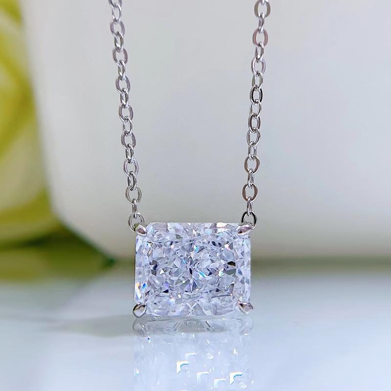 

Longlongjin Роскошное колье на ключицу с белым бриллиантом огранки «радиант» 4 карата для женщин 925 Silver платиновый