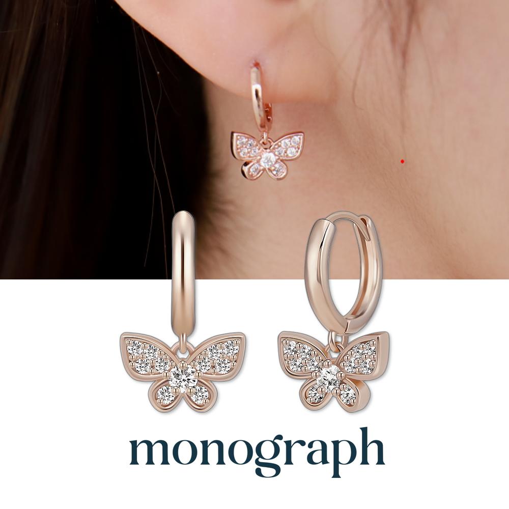 Monograph Butterfly Earrings Mger0347 14K Gold Plated
