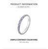 BAMOER New 925 Sterling Silver Simple Contrast-Color Ring Size 6 7 8 for Women Violet Bohemian Style Ring Fine Jewelry Anillo