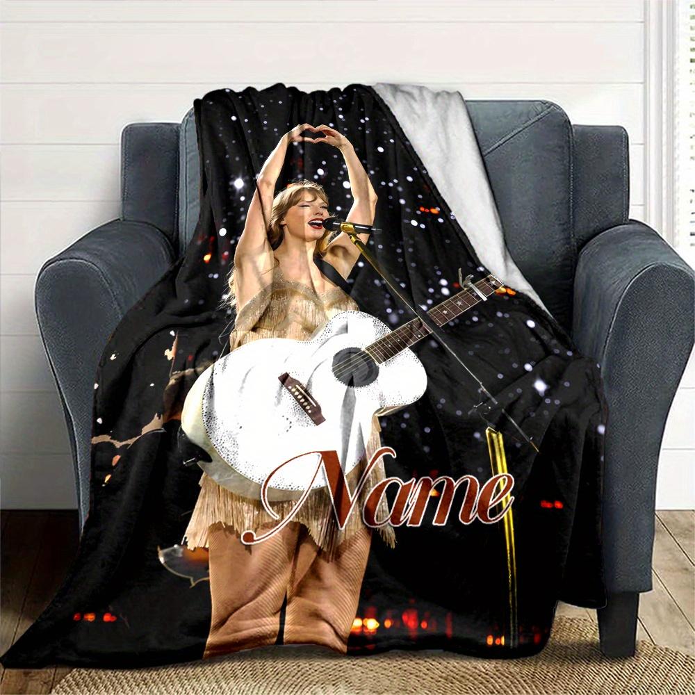 Taylor Swift Heart Gesture Concert Scene Flannel Blanket Soft And Cozy Customizable Name Perfect For All Seasons Sofa Bed Or Outdoors Personalized