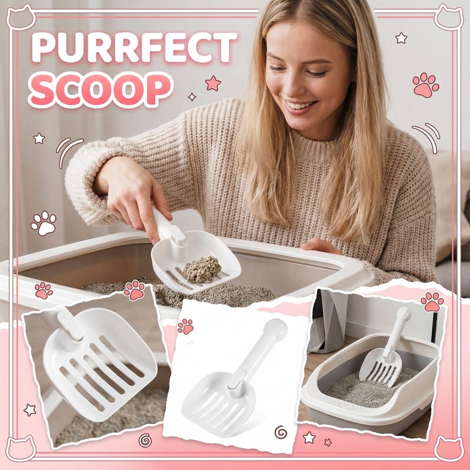 

Пластиковый лоток для кошек и совочек для кошачьего наполнителя one size белый