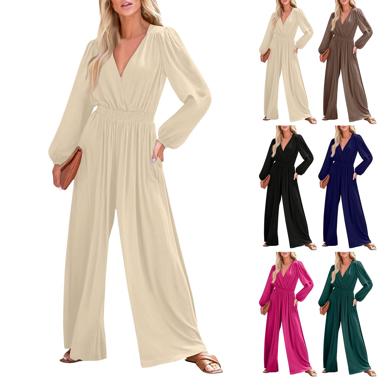 

Комбинезон с длинным рукавом и V-образным вырезом, элегантный женский нарядный повседневный боди