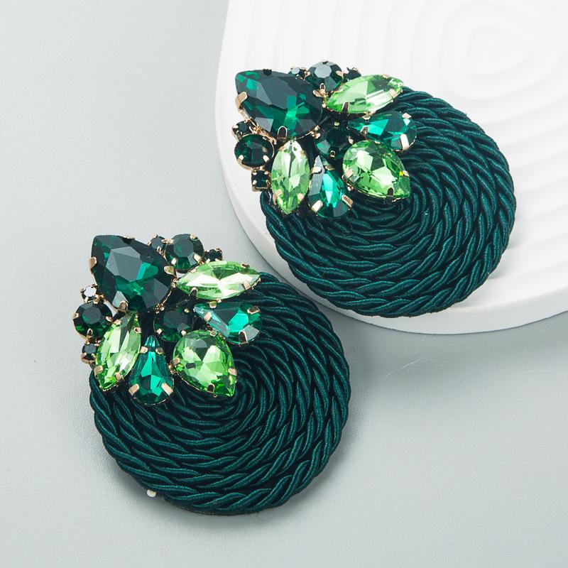 Fashionable Geometric-shaped Glass Beaded Elastic Thread Woven Earrings - Eye-catching Accessories