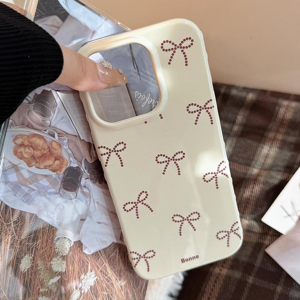 Custodia per telefono con fiocco a pois adatta per telefoni Apple