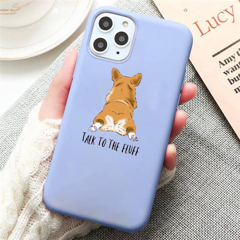 Cute Corgi Butt Animal Puppy Phone Case Candy Color Blue pro iPhone 11 12 13 pro XS MAX 8 7 6 6S Plus X 5S SE 2020 XR