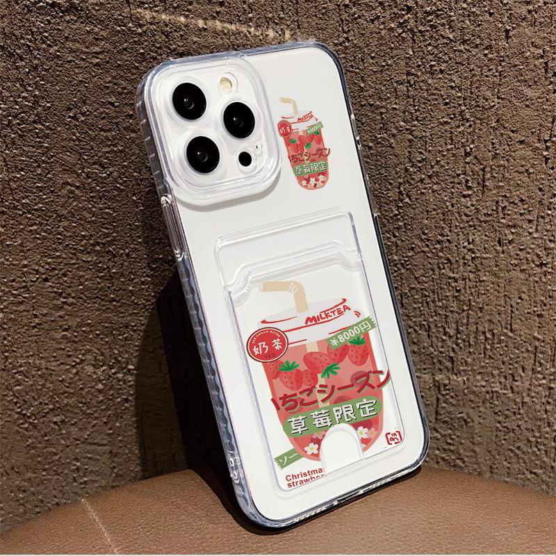 Card Slot Holder Silicone Wallet Pocket Case For iPhone 14 16 15 Max Infinix Note 30 Xiaomi Redmi Note 9 Oppo Reno 12 13F 14F Cover Clear Phone Bumper